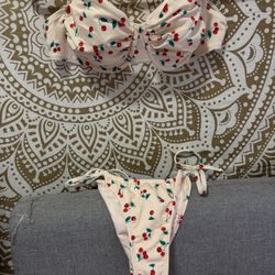 Wild Fable cherries bikini set - pink and white XL top/ S bottoms