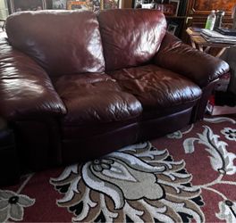 Dark Brown Leather Loveseat