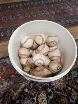 Baseballs and seating bucket