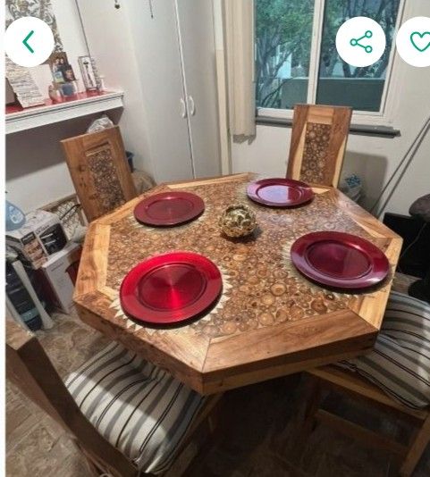Solid Wood Table .w Four Chairs