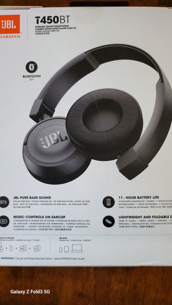 Brand New JBL T450BT WIRELESS ON-EAR  HEADPHONES 