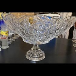 New Large European Crystal Candy Dish, Vase, Bowl