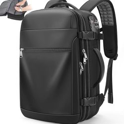 P Poso Vacuum Backpack Travel – Expandable Compression Carry On Backpack with Vacuum Pump, Water-Resistant TSA Lock Travel Bag, 17" Laptop Backpack fo