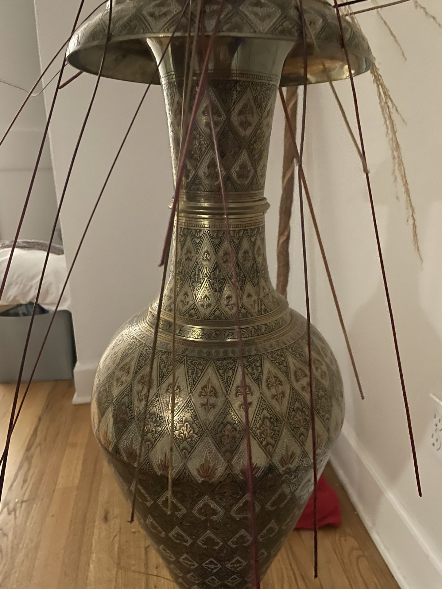 Vintage Etched Brass Floor Vase - $250 OBO