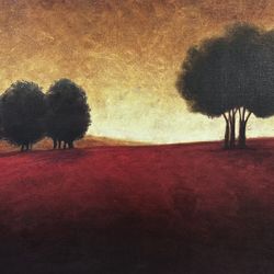 Canvas Print art - Trees In A Field. Sunset. Sunrise.