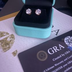 3ct lab grown stone stud earrings vvs1  10k gold plated