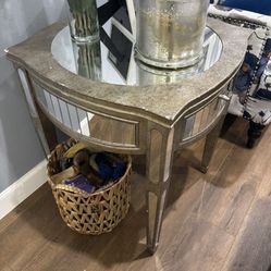 Side Vanity Mirrored Coffee Table With Single Drawer