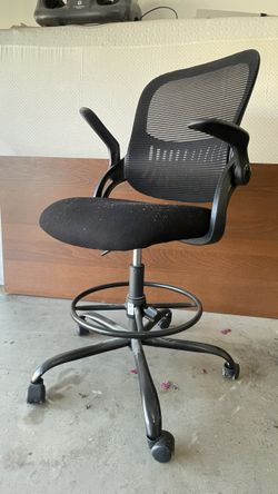 Black Mesh Drafting Chair with Footrest Ring