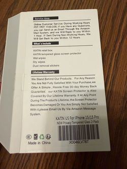 KATIN Privacy Tempered Glass Screen Protector iPhone 15/15 Pro 2-Pack