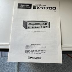 Original  Instruction Manual And Schematic For 1981  Pioneer SX-3700 Receiver