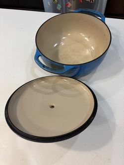Blue Enameled Cast Iron Dutch Oven with Lid