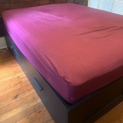 Queen Bed Frame w Large Storage Drawers 