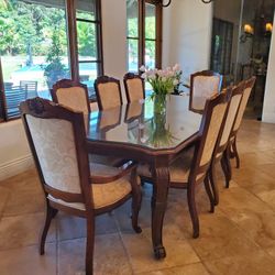 Bassett Wood Dining Table, Seats 6 To 10, Buffet Included