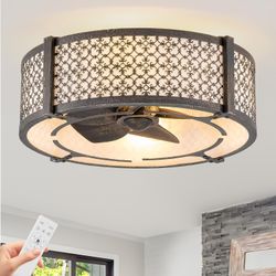 Brand new Black Gold Low Profile Ceiling Fan with Light and Remote Control
Fandelier with 6 speeds, reversible airflow, timer and mute mode for Bedroo