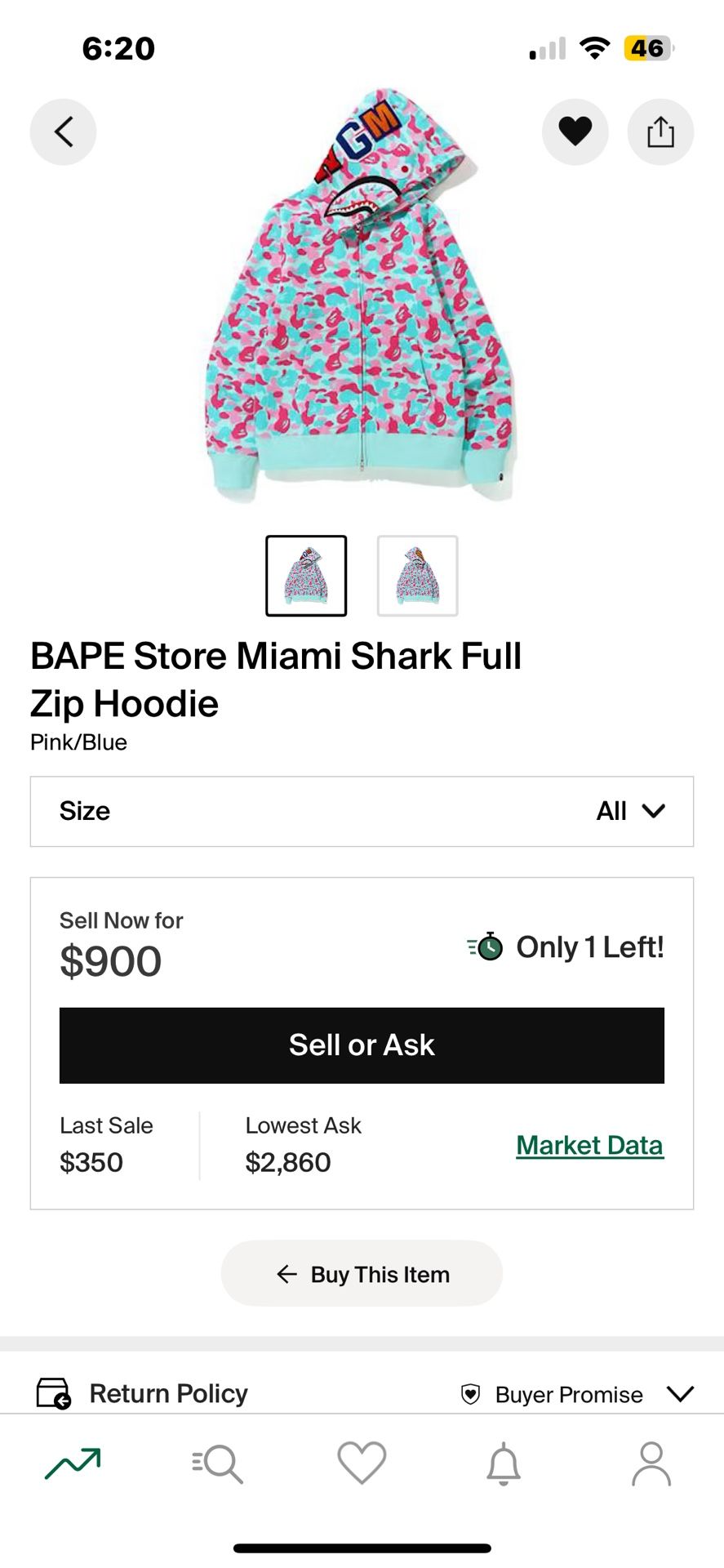 Bape Miami Shark Full Zip Hoodie