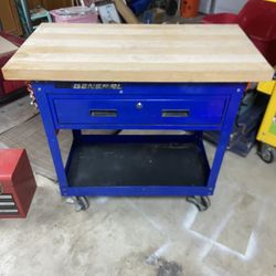 Heavy Duty US General Tool Cart With Butcher Block Top 
