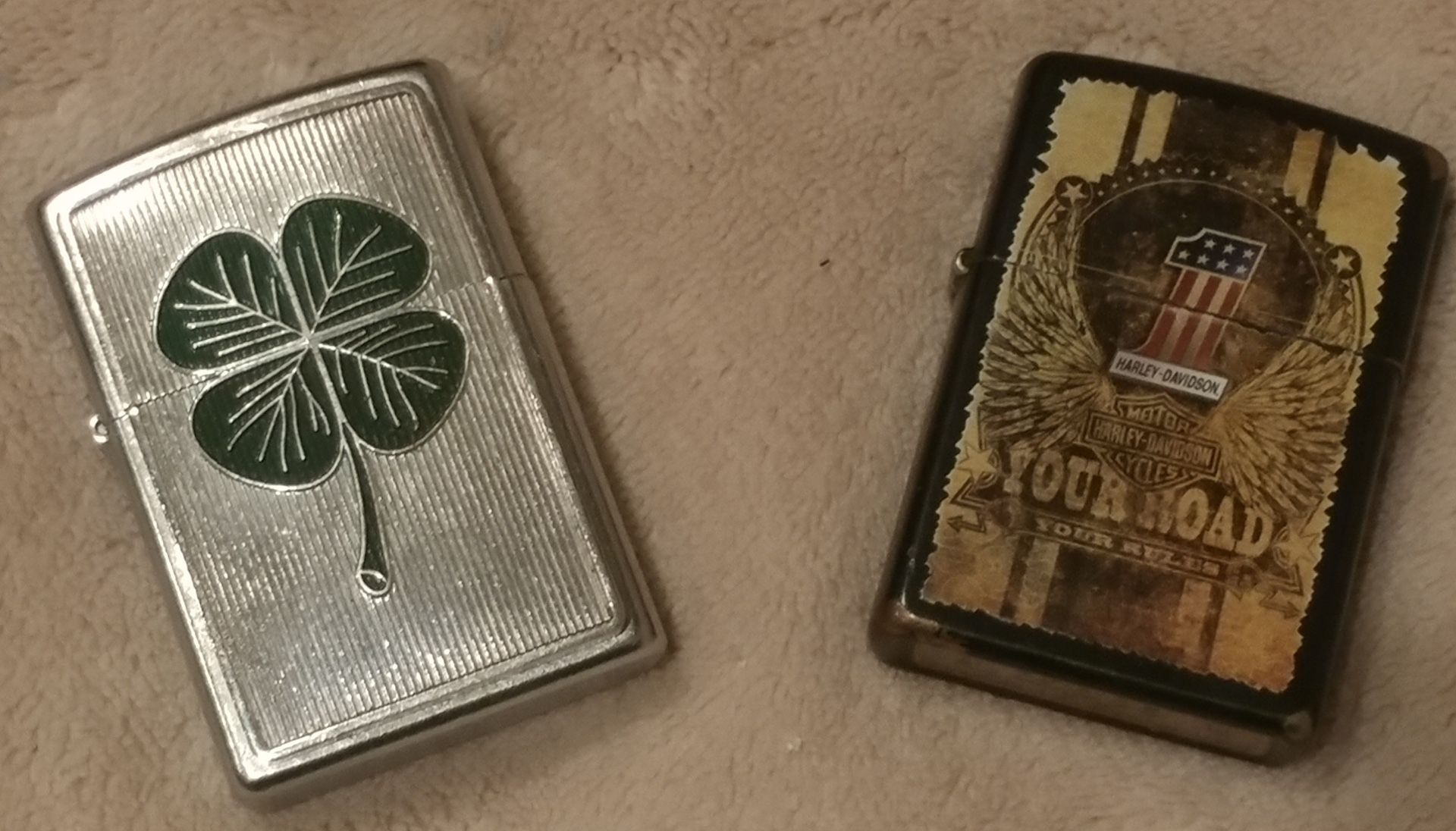 Shamrock And Harley Davidson Zippo Lighters