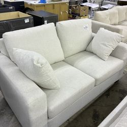 Cream Fabric Loveseat Sofa