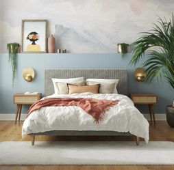 Mr. Kate Daphne Full Size Velvet Bed Frame - Light Gray