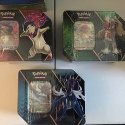 Pokemon Divergent Powers Hisuian Samurott, Decidueye, and Typhlosion V Tins