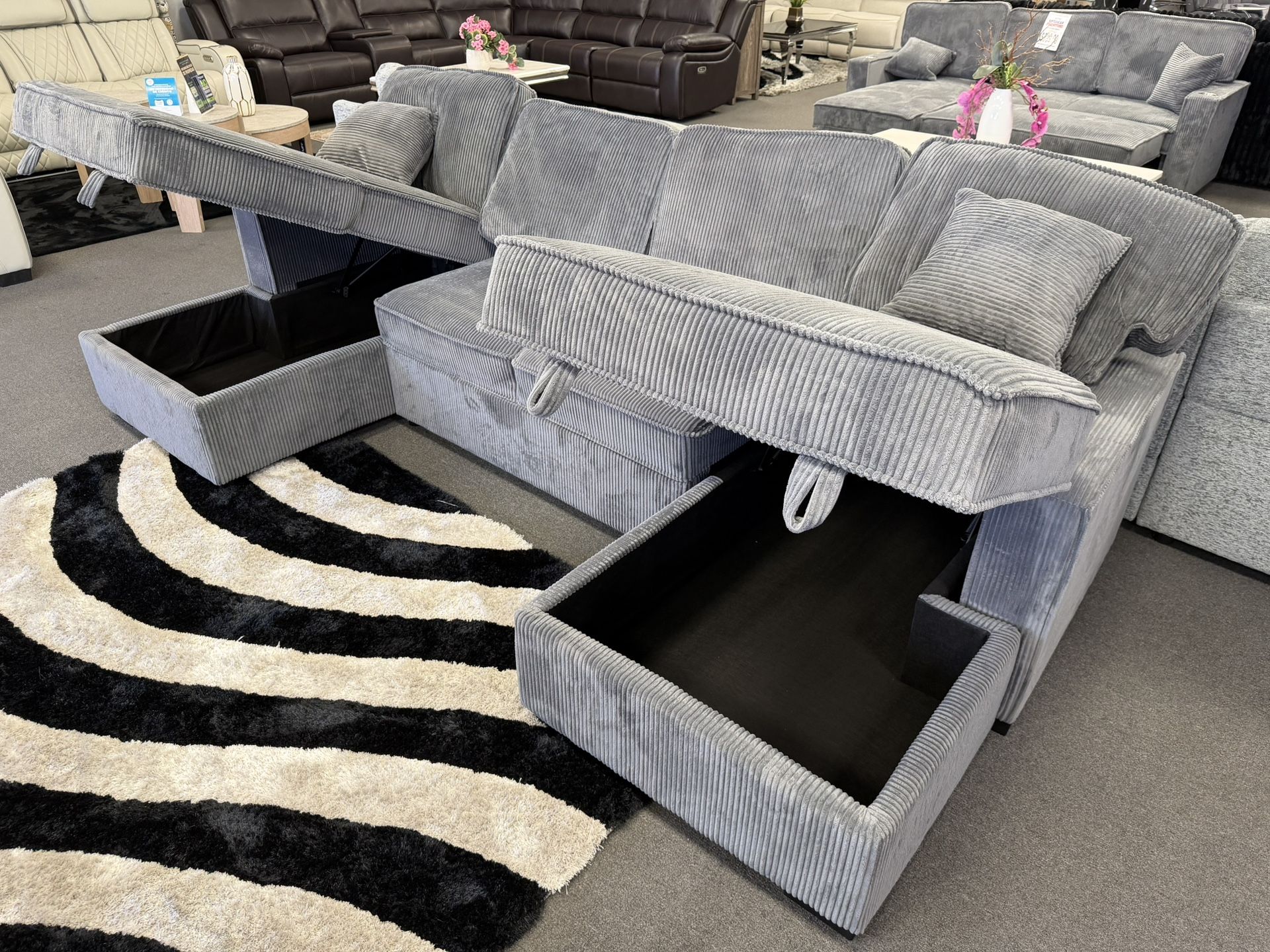 Gray Sofa Sectional w/ Double Chaise