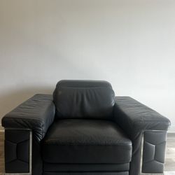 Genuine Leather Upholstered Chair (USED)