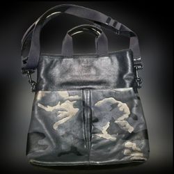 Coach Black and Gray Camouflage Tote