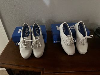 Keds leather tennis shoes , sizes 5.5w and 6w