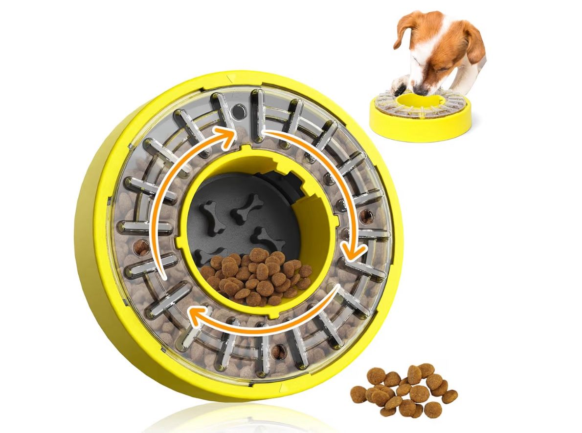 Brand New Dog Puzzle Toy Feeder 11.8In Slow Feeder Dog Bowls for All Breed Dogs Rotate Lid Brain Games Keep Dog Busy Slow Feeder Bowl Puppy Puzzle Toy