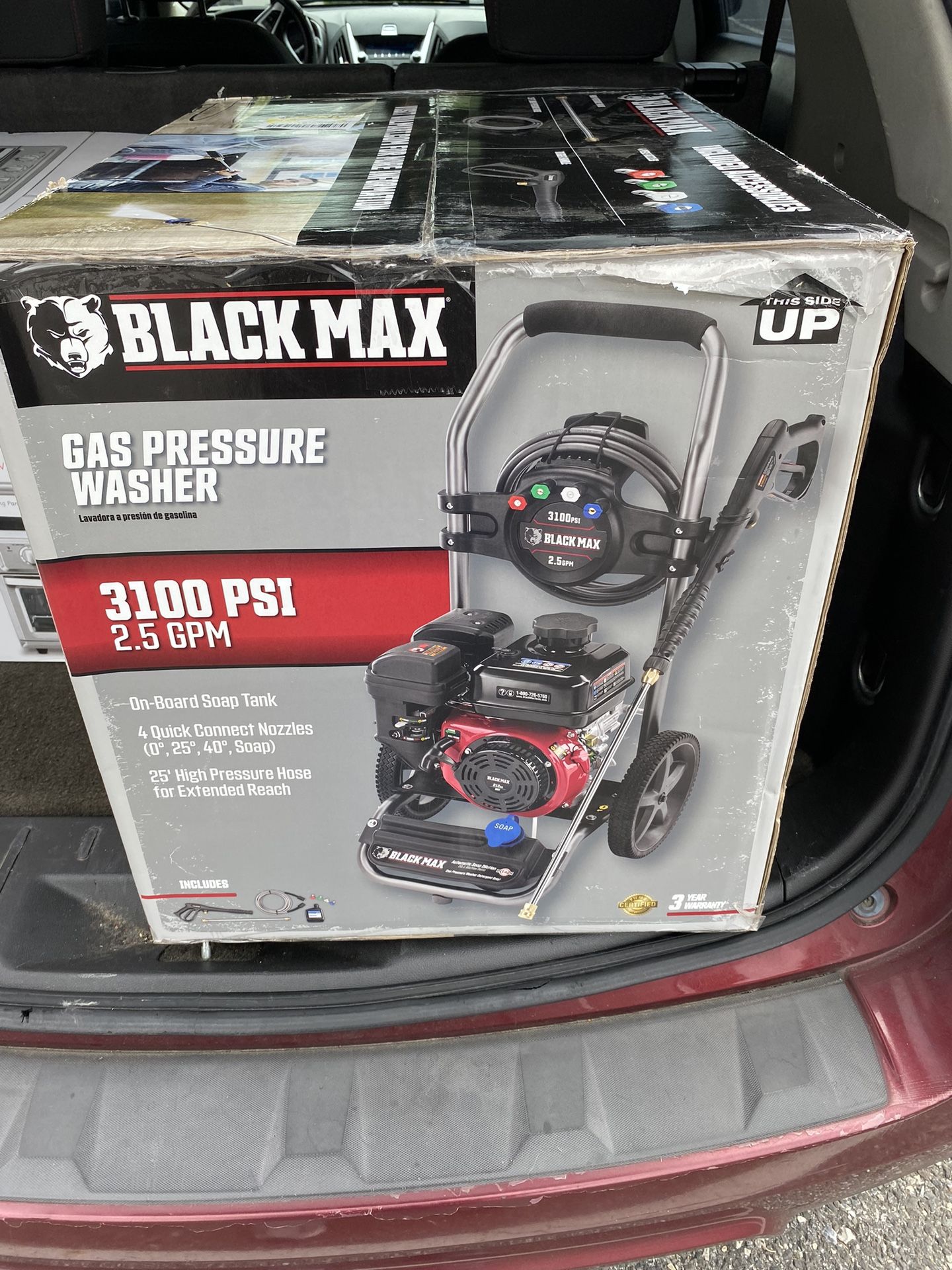 Black Max 3100 PSI Gas Pressure Washer, 212cc OHV Engine for Sale in