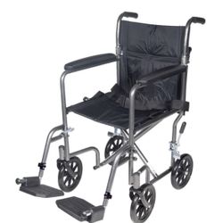Drive Medical TR37E-SV Lightweight Folding Transport Wheelchair With Swing-Away Footrest, Silver