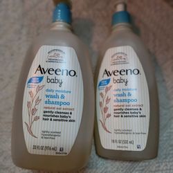 New Aveeno BABY WASH & SHAMPOO- 2 Bottles