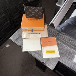 Louis Vuttion Black And Grey Wallet With Box And Papers