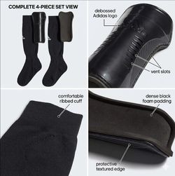 Adidas Youth Soccer Shin Socks Black White Built-In Guards