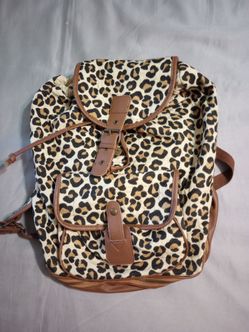 Mossimo Backpack Brown Animal Print Canvas Cotton