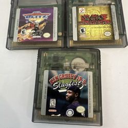 Lot of 3 Nintendo Gameboy Color Games NFL Blitz Yugioh Ken Griffey Jr Slugfest