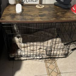 Dog Crate With Wood Topper 