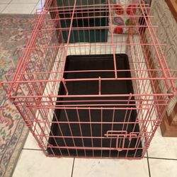 Pink 2 Door Dog Cage