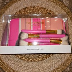 Isaac Mizrahi Makeup Cosmetic Brush Set W Zip Pouch Bag