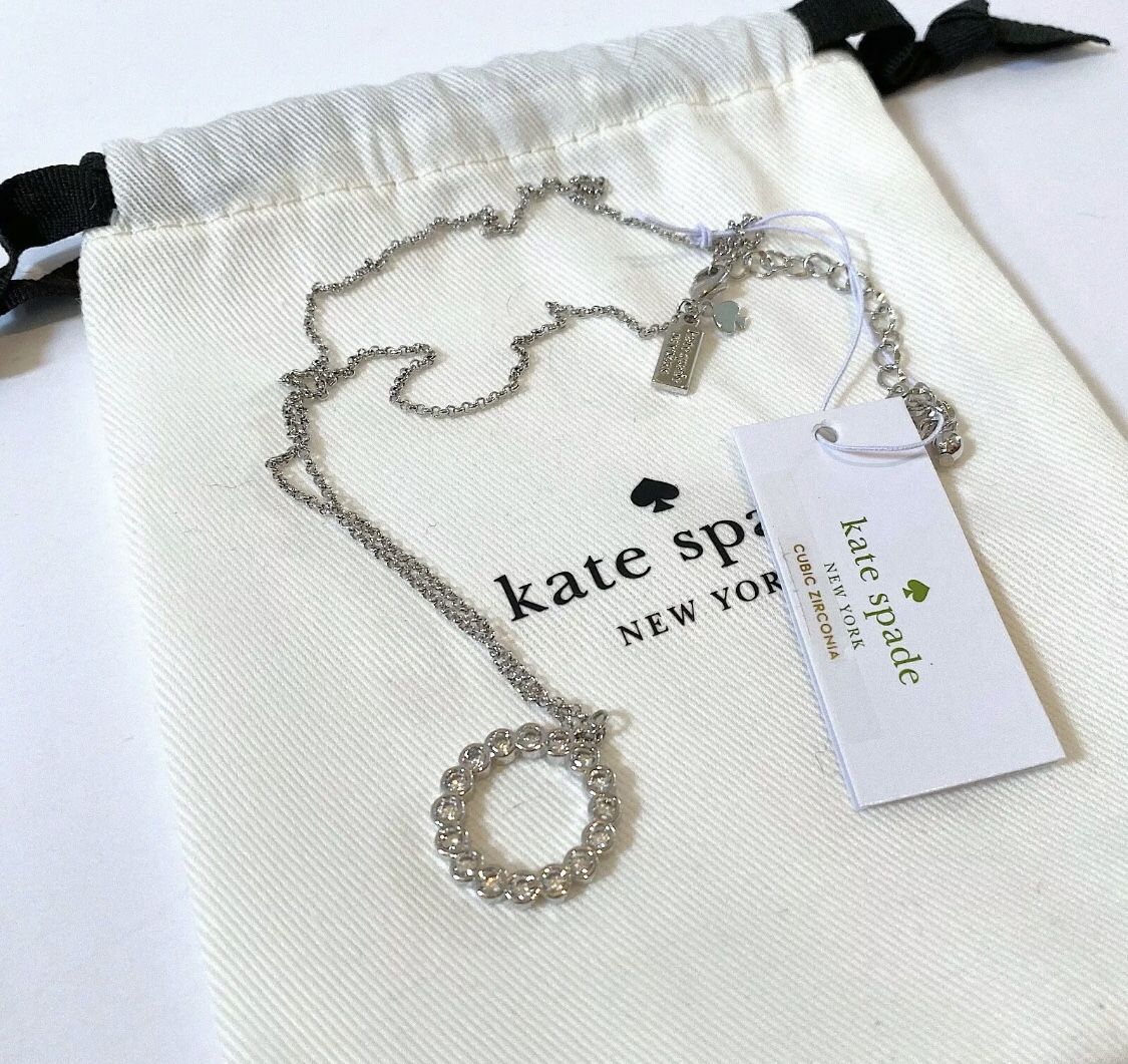 Kate Spade - Silver Crystal Circle Necklace - NWT