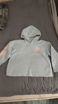 Girls Light Blue Graphic Pullover Hoodie