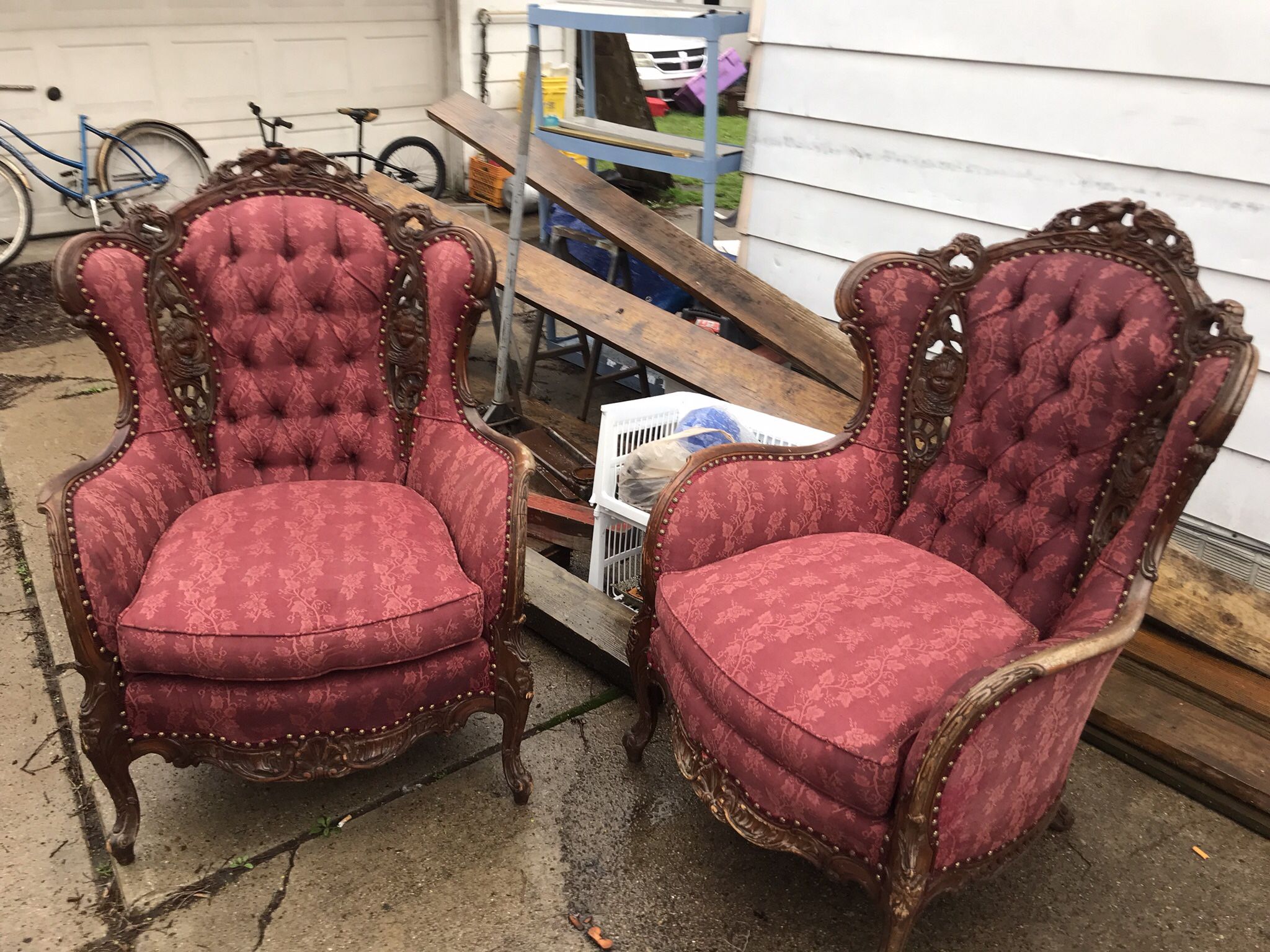 Vintage Queen Wingback Chairs