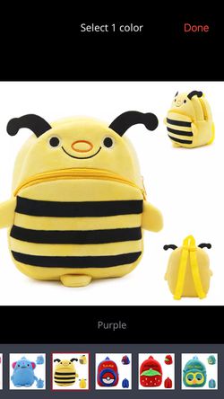 New bee plush backpack