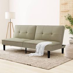 Futon sofa bed Modern Convertible Armless Sleeper Couch Daybed for Studio, Apartment, Office, Small Space, Compact Living Room, Sage Grey
