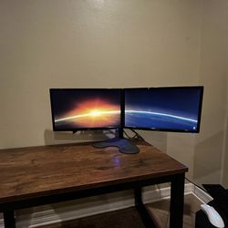 Dual HD 24 Inch Monitor Display With Stand