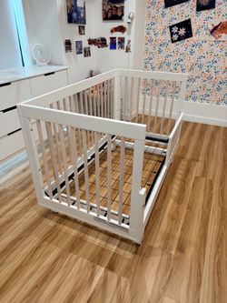 White Wooden Baby Crib No Mattress