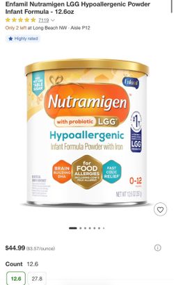 Enfamil Nutramigen LGG Hypoallergenic Powder
Infant Formula - 12.6oz