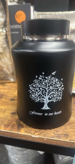 Black Cremation Urn with Tree of Life Design