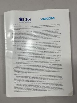 CBS/Viacom Merger Stockholder’s Earnings Report
