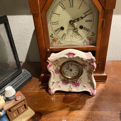 Small Beautiful Antique Ansonia Wind Up Porcelain Clock